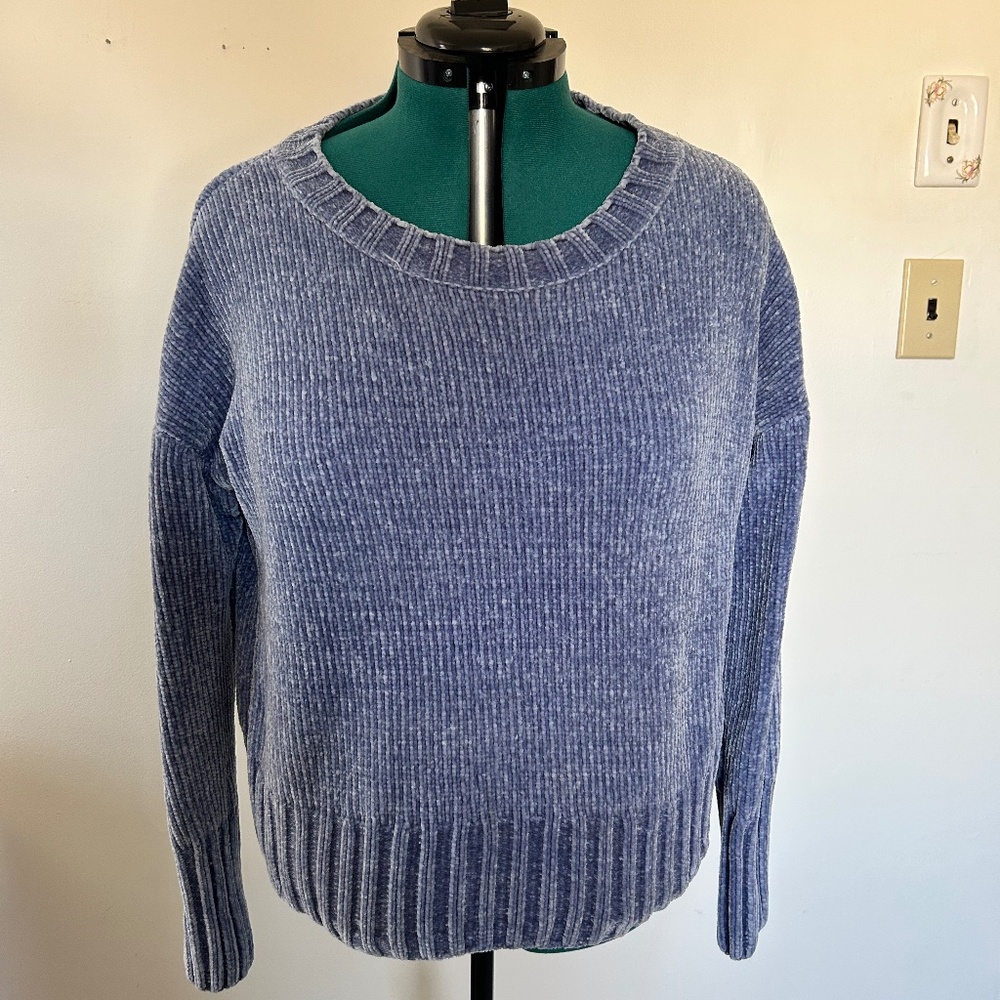 Cynthia Rowley Blue Chenille Sweater Women’s Medium Soft Cozy Pullover